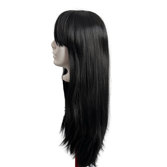 Long Black Straight Wig with Bangs - Picture 2 of 6